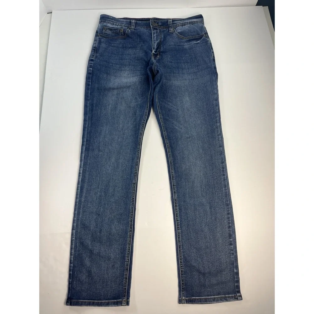 Nat Nast Luxury Originals Denim Straight Leg Stretch Blue Jeans Mens 34x33